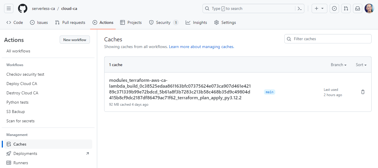 Lambda zip cache