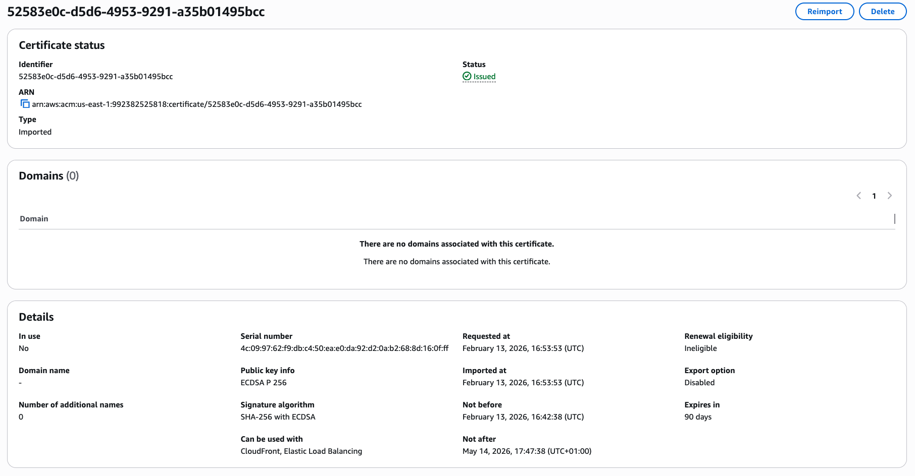 Imported certificate