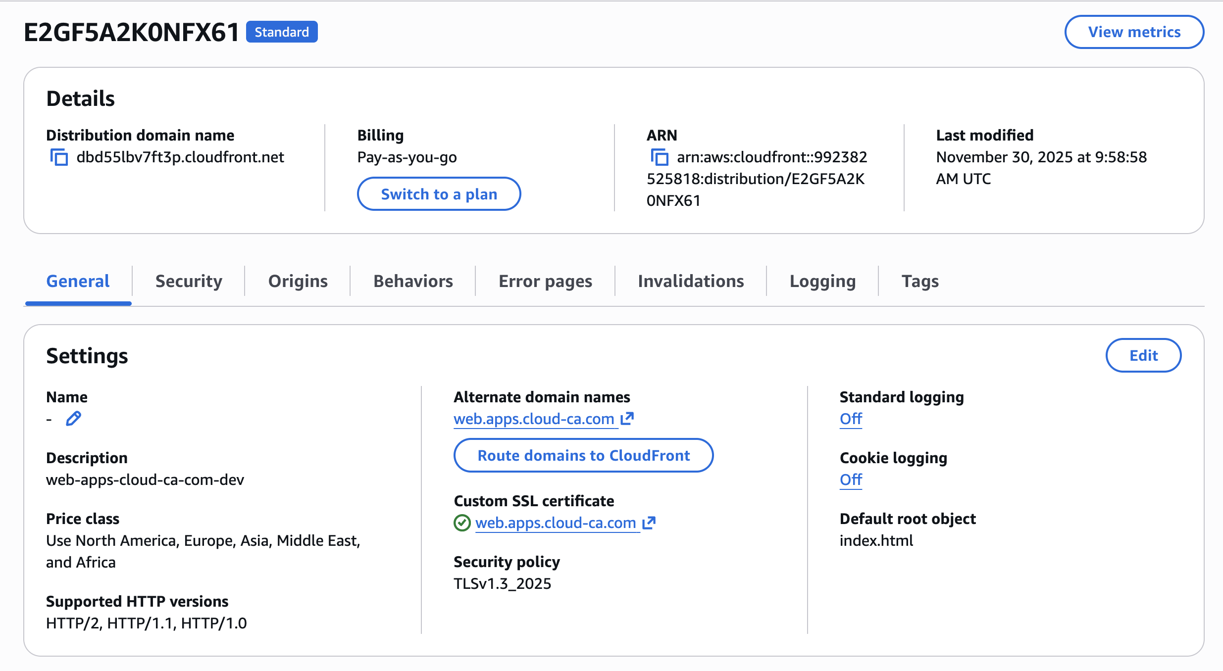 CloudFront distribution Alt text