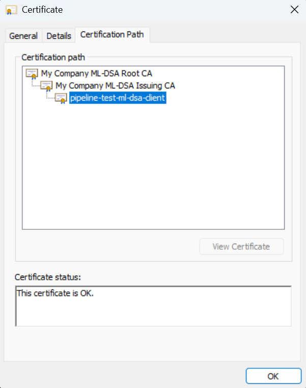 ML-DSA certificate chain