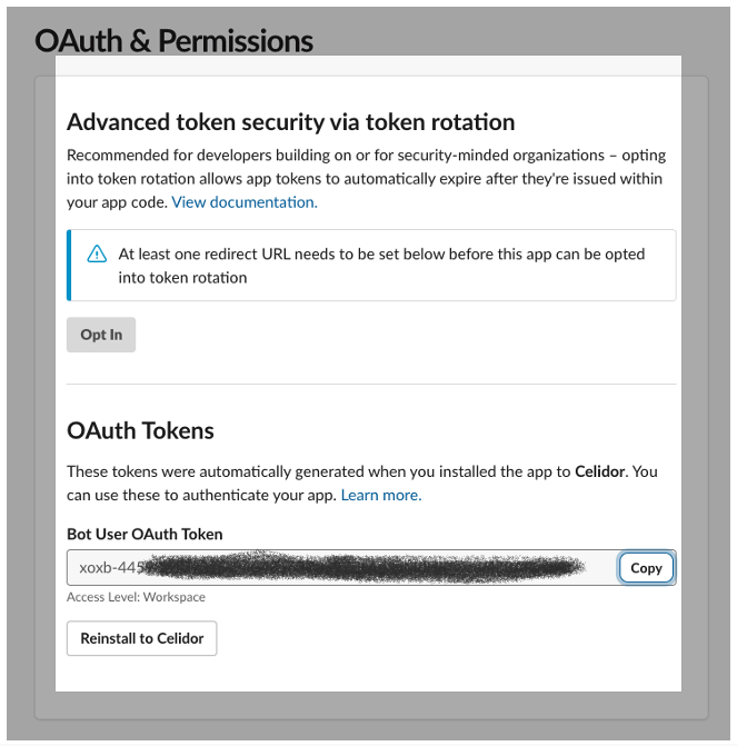 Slack OAuth Token